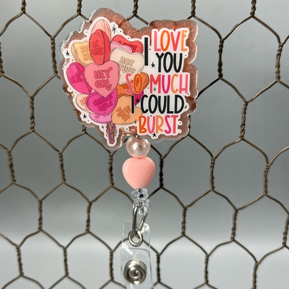 Badge Reel - Valentine’s - NWT - Handmade 🤍